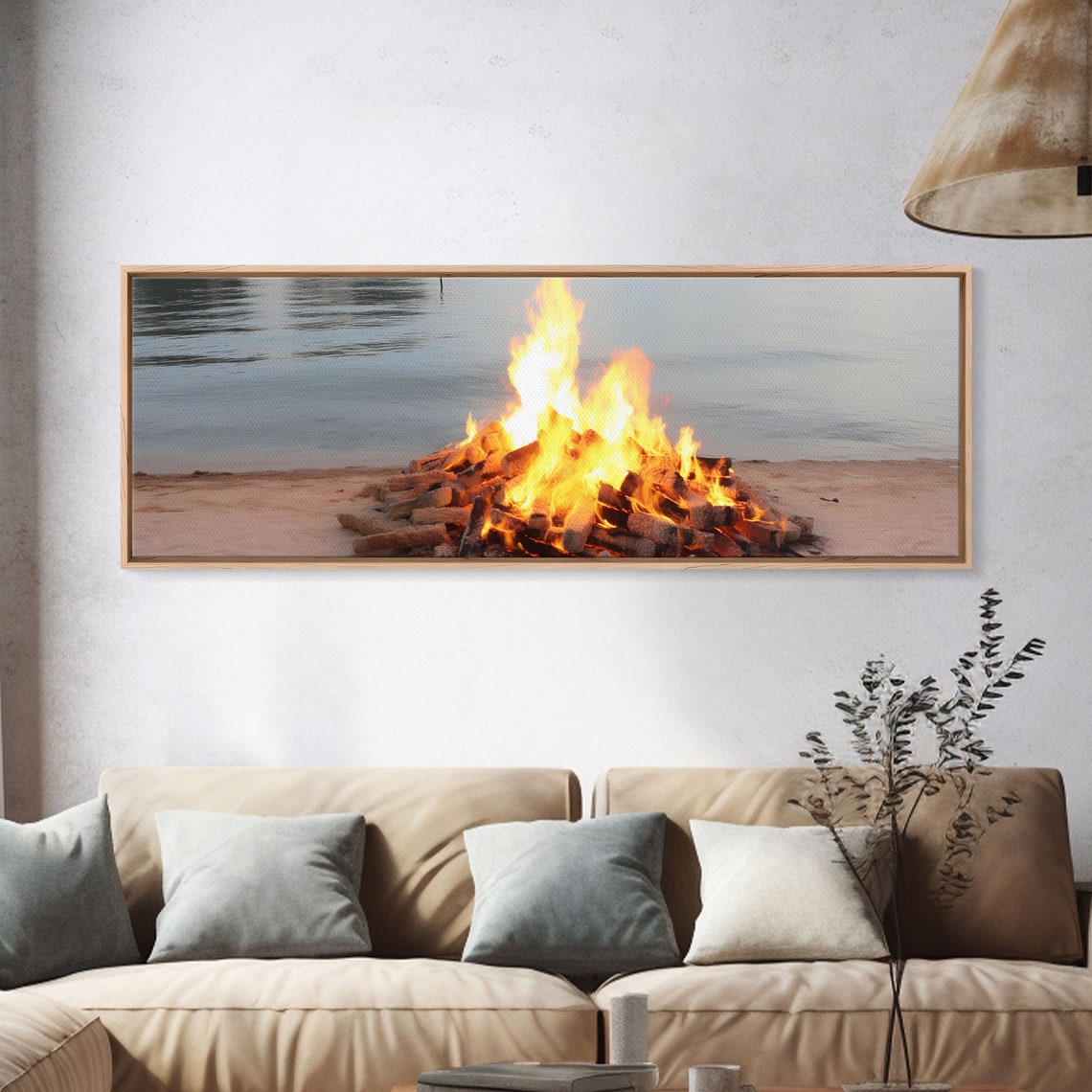 Beach Campfire Bonfire Dusk Calm Ocean Shore Summer Night Poster - Image 4