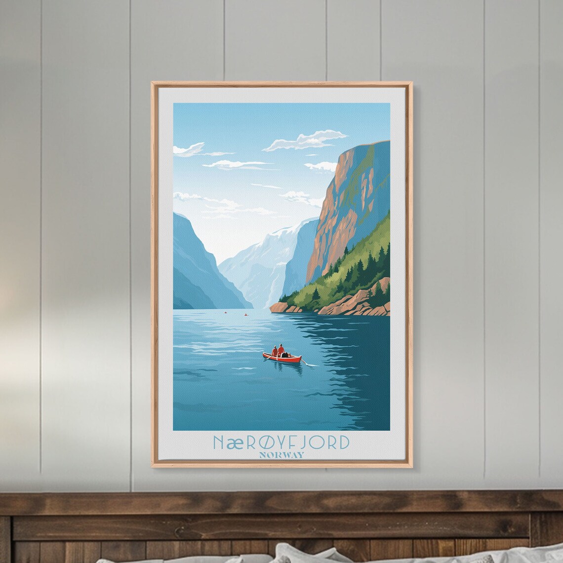 Nærøyfjord Norway Steep Fjord Cliffs Kayak Retro Vintage Travel Poster - Image 5