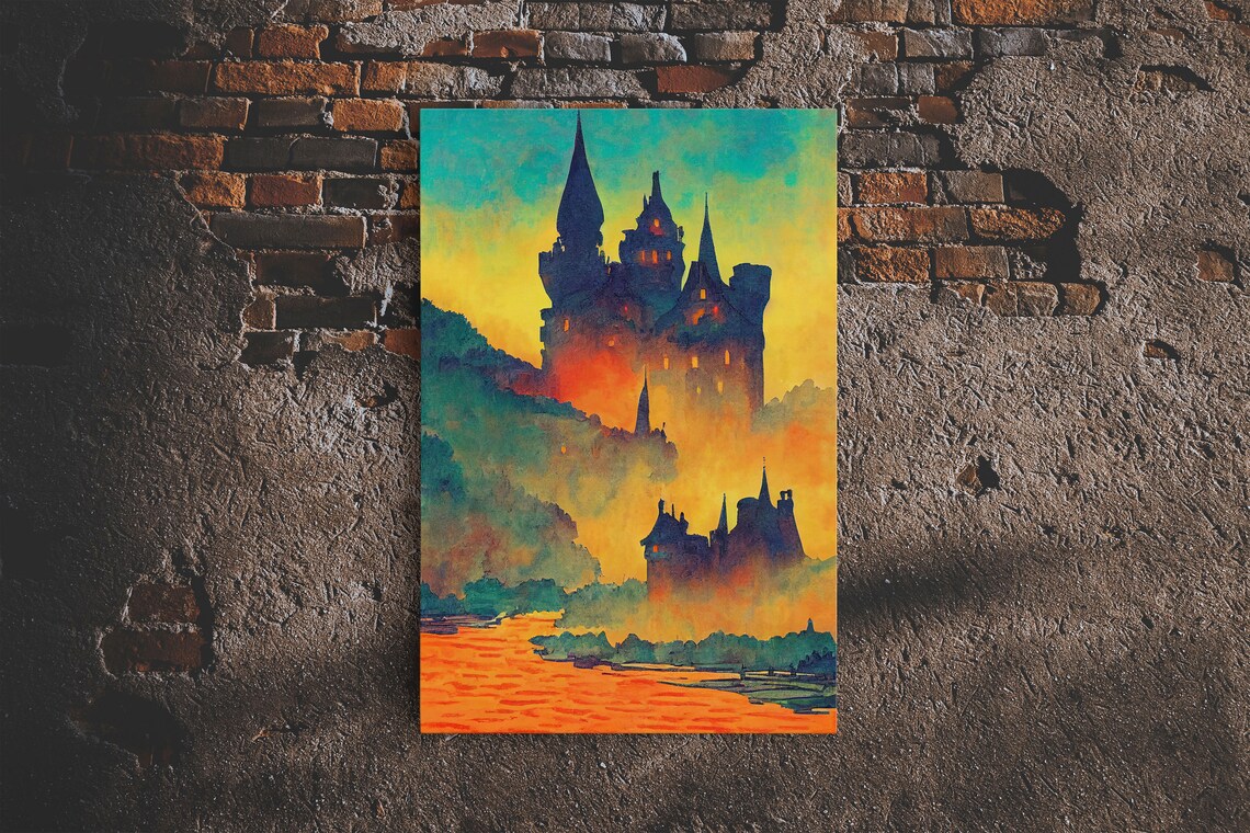 Transylvania Castle Watercolor Painting Art Print