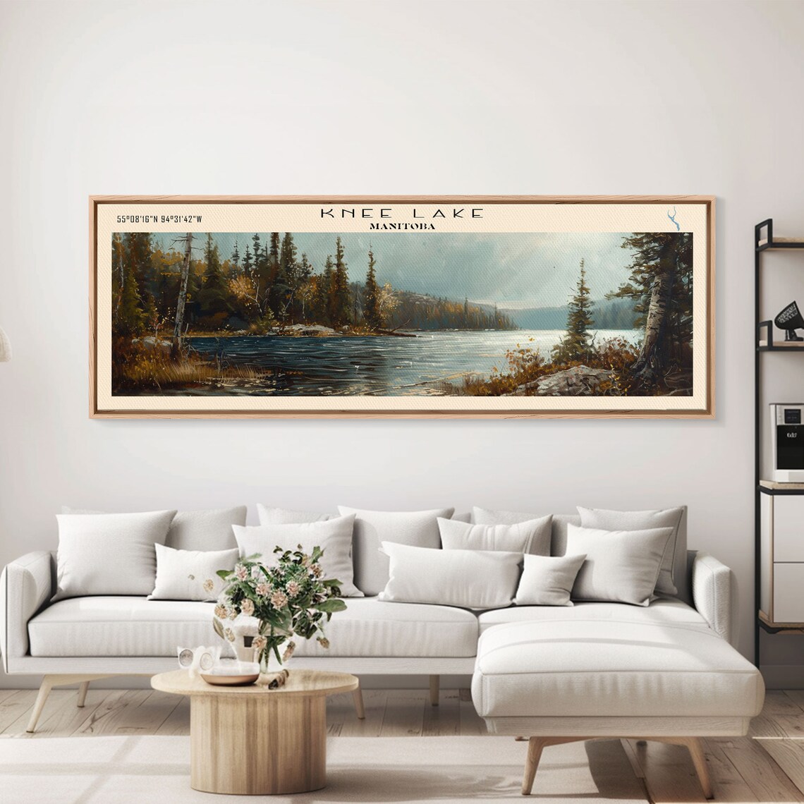 Knee Lake Manitoba Evergreen Forest Rocky Shore Blue Water Poster