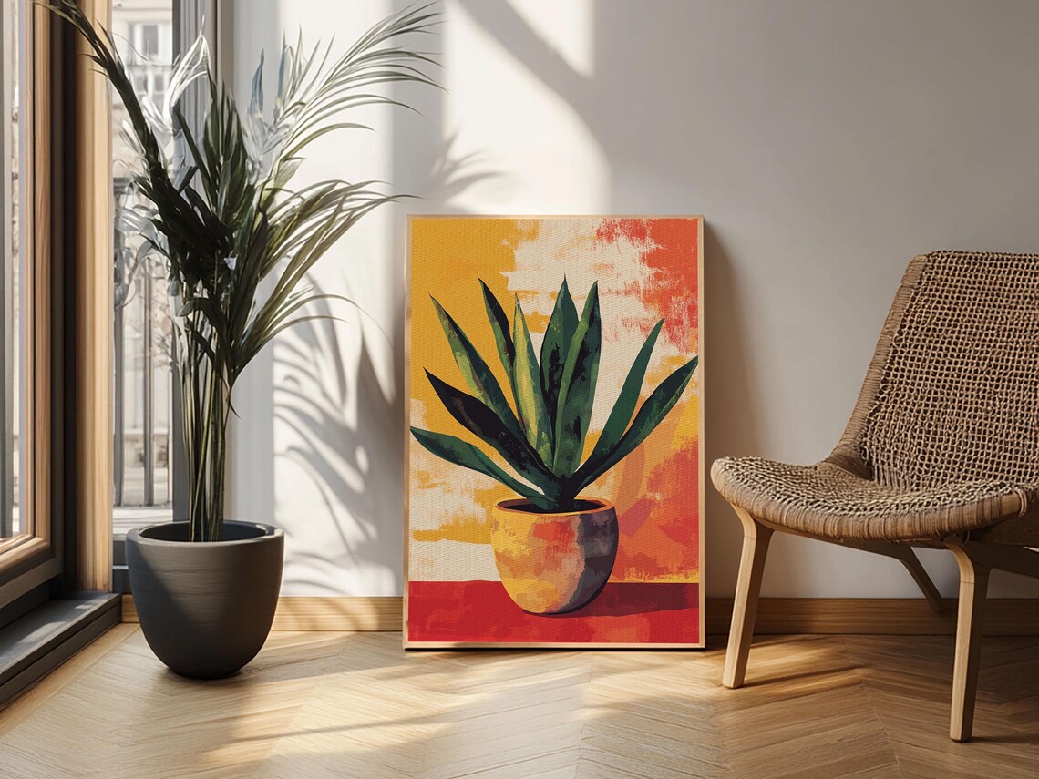 Colorful Agave In Terracotta Pot Southwestern Plant Wall Art Print - Image 4