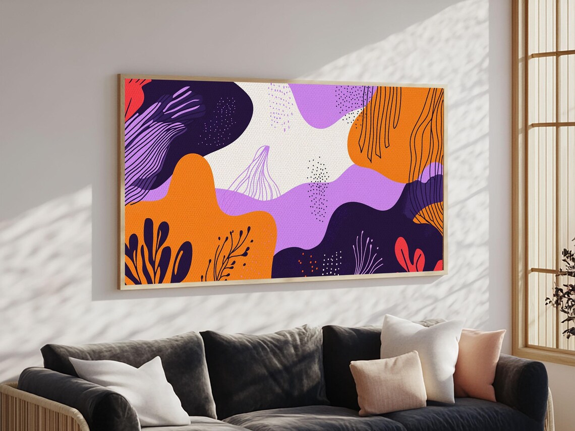 Purple And Orange Preppy Wall Art Framed Print Retro 90s Style Wall Art - Image 3