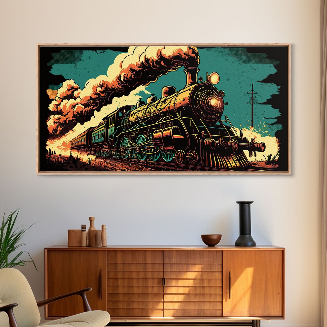 Pop Art Steam Train, Western Art Poster Print - Image 6