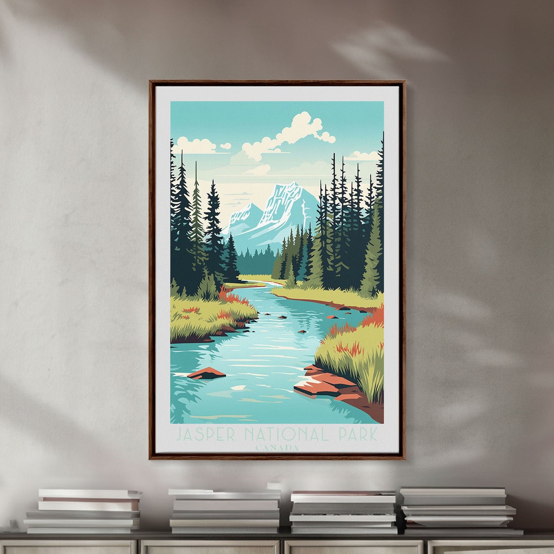Jasper National Park Canada Turquoise River Pine Forest View Poster - Image 4