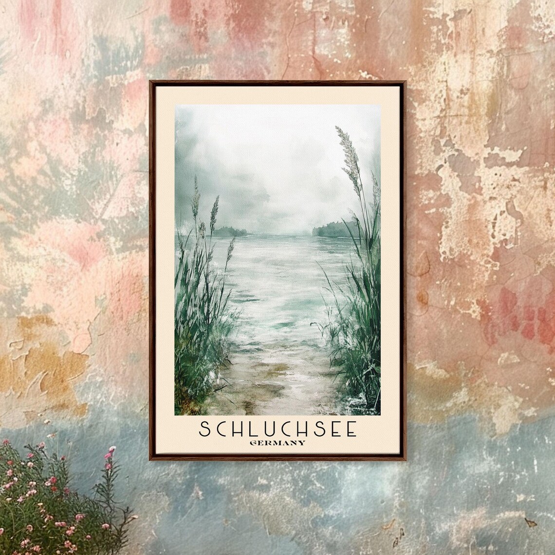 Schluchsee Germany Misty Lake Reeds Shore Moody Watercolor Nature Poster - Image 4