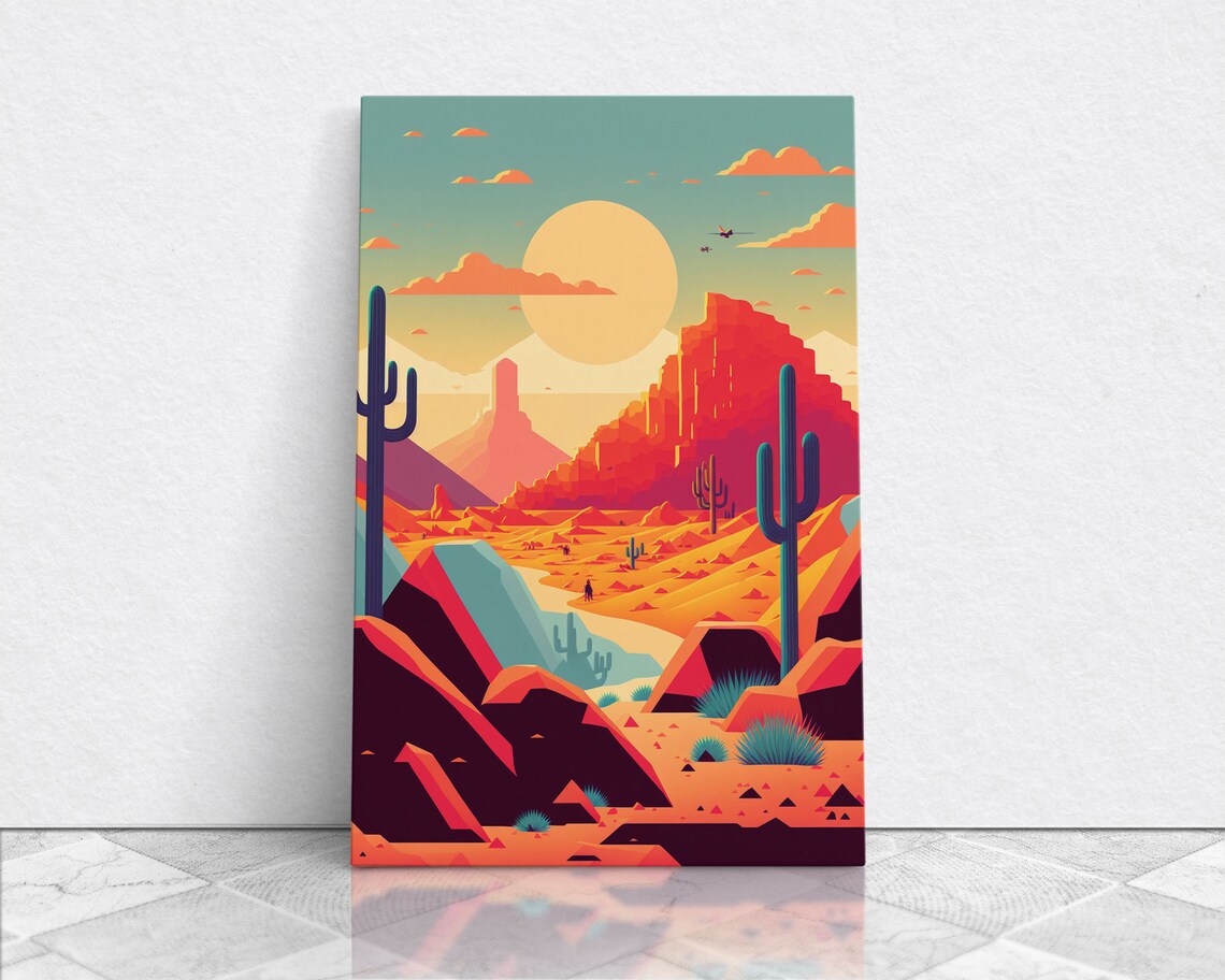 Retro Synthwave Desert Landscape, Southwest Art Print - Image 5