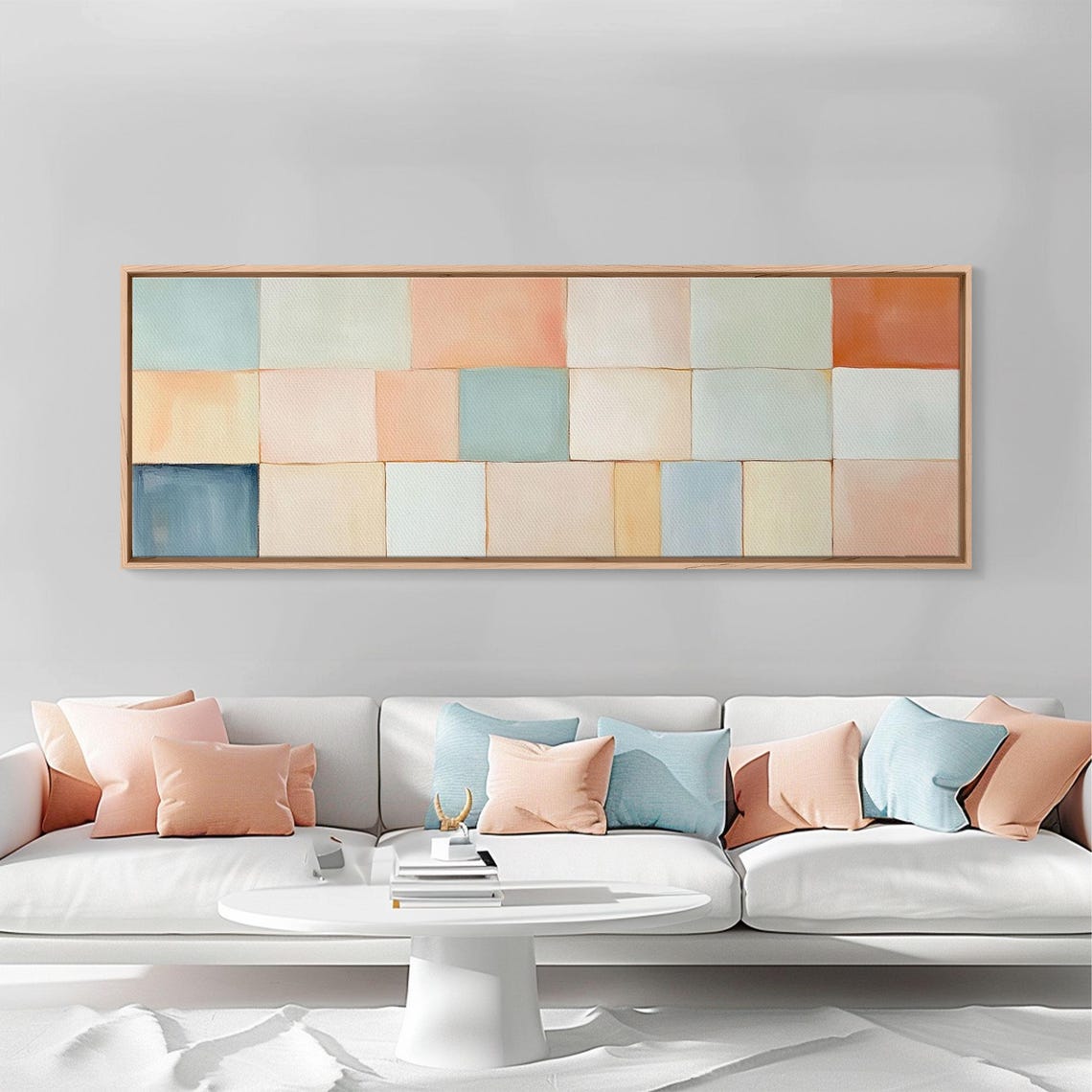 Modern Abstract Framed Minimalist Mid Century Modern Wall Art Large Horizontal Ultra Wide Framed Mcm Decor - Image 3