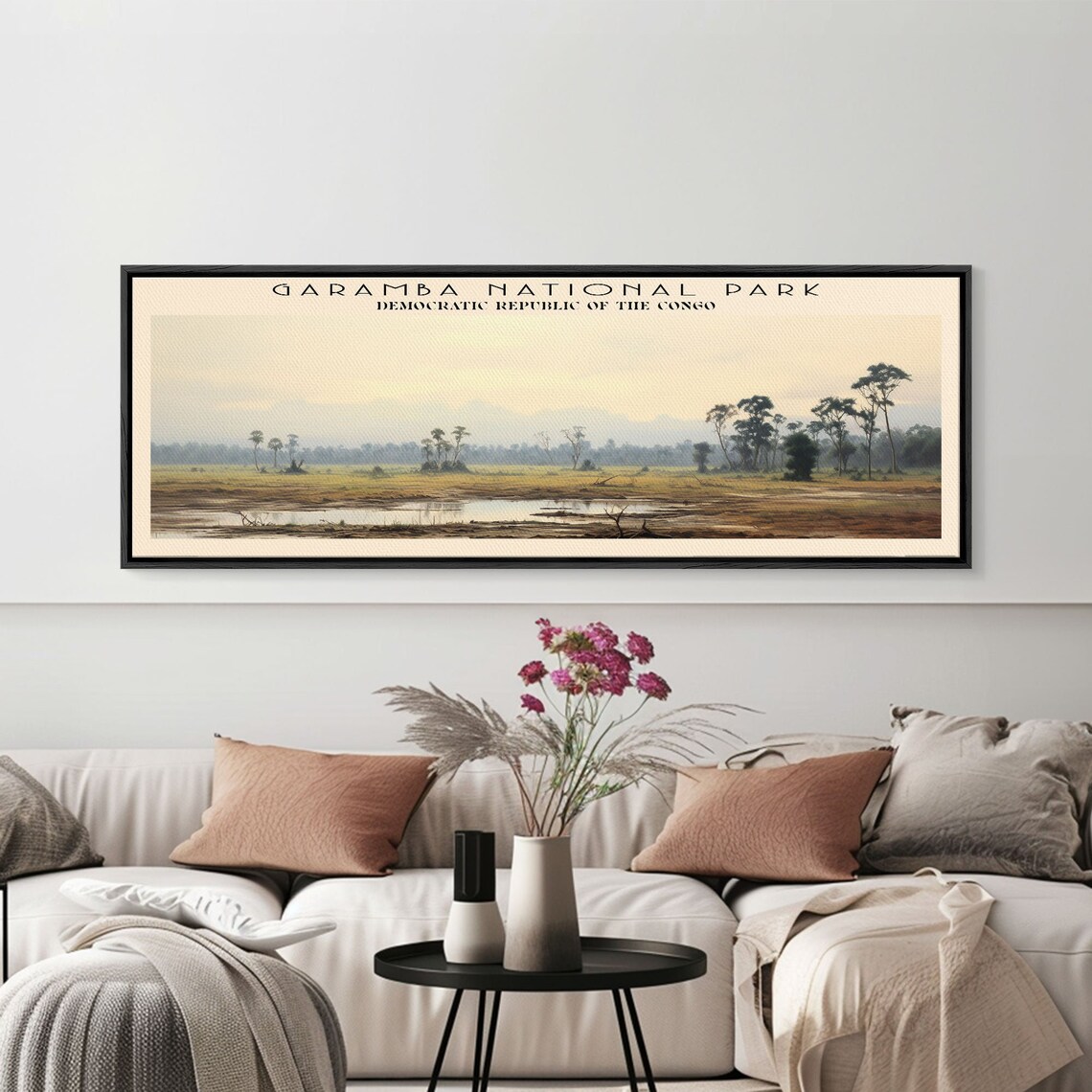 Garamba National Park Democratic Republic Congo Savanna Vintage Travel Poster