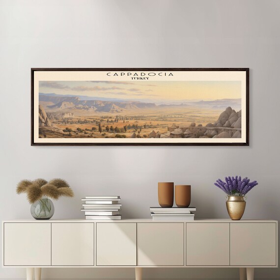 Cappadocia Travel Print Wall Art Panoramic Travel Poster Retro Style Home Decor Wall Hanging Travel Gift Idea