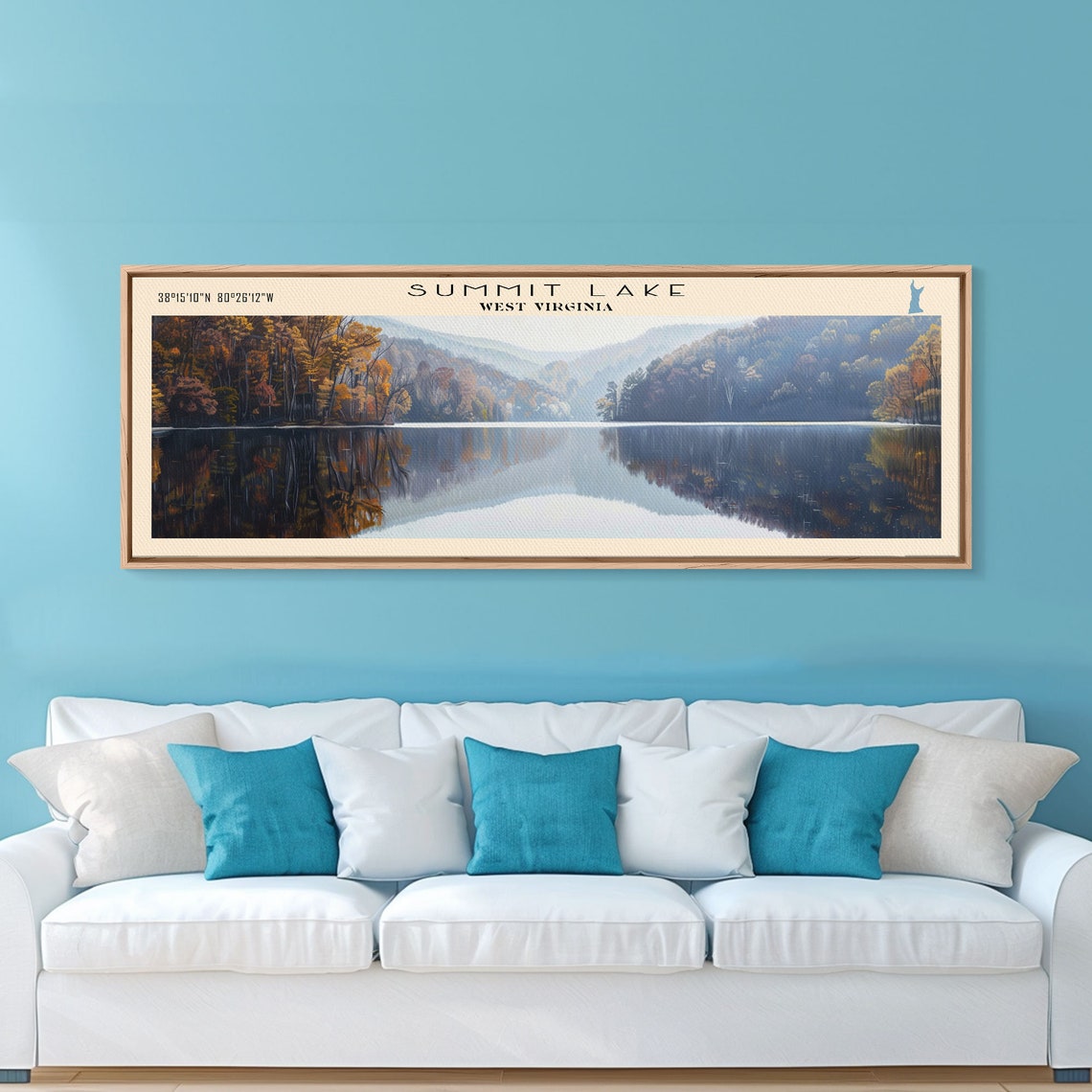 Summit Lake West Virginia Autumn Mirror Calm Forest Lake Travel Poster - Image 4