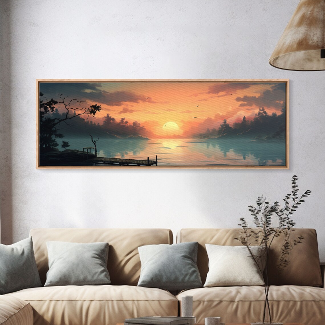 Custom Lakehouse Watercolor Art Print, Sunset Lake - Image 4