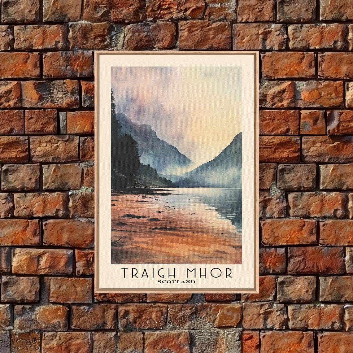 Traigh Mhor Scotland Misty Pink Sand Beach Mountain Backdrop Poster