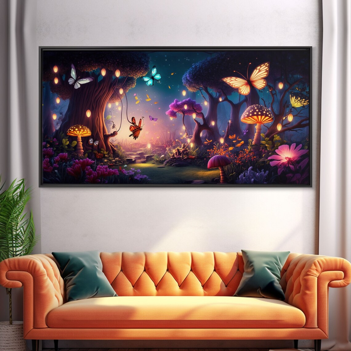 Fantasy Forest Glowing Butterflies Art Print - Image 5