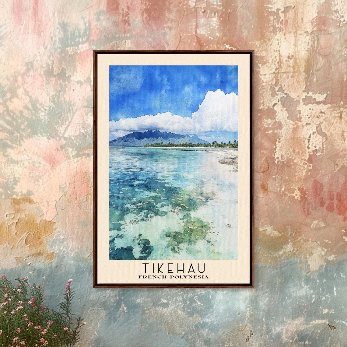 Tikehau French Polynesia Coral Lagoon Clear Water Mountain Poster - Image 4