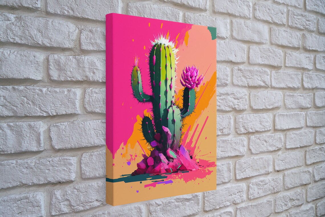 Mexico Cactus Pop Art, Synthwave Western Art Print - Image 4