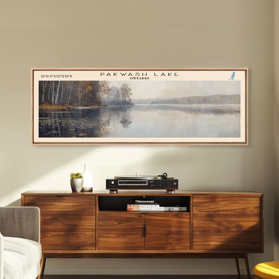 Pakwash Lake Framed Print Lake House Decor Panoramic Wall Art Travel Poster Scenic Landscape Painting Cottage Art