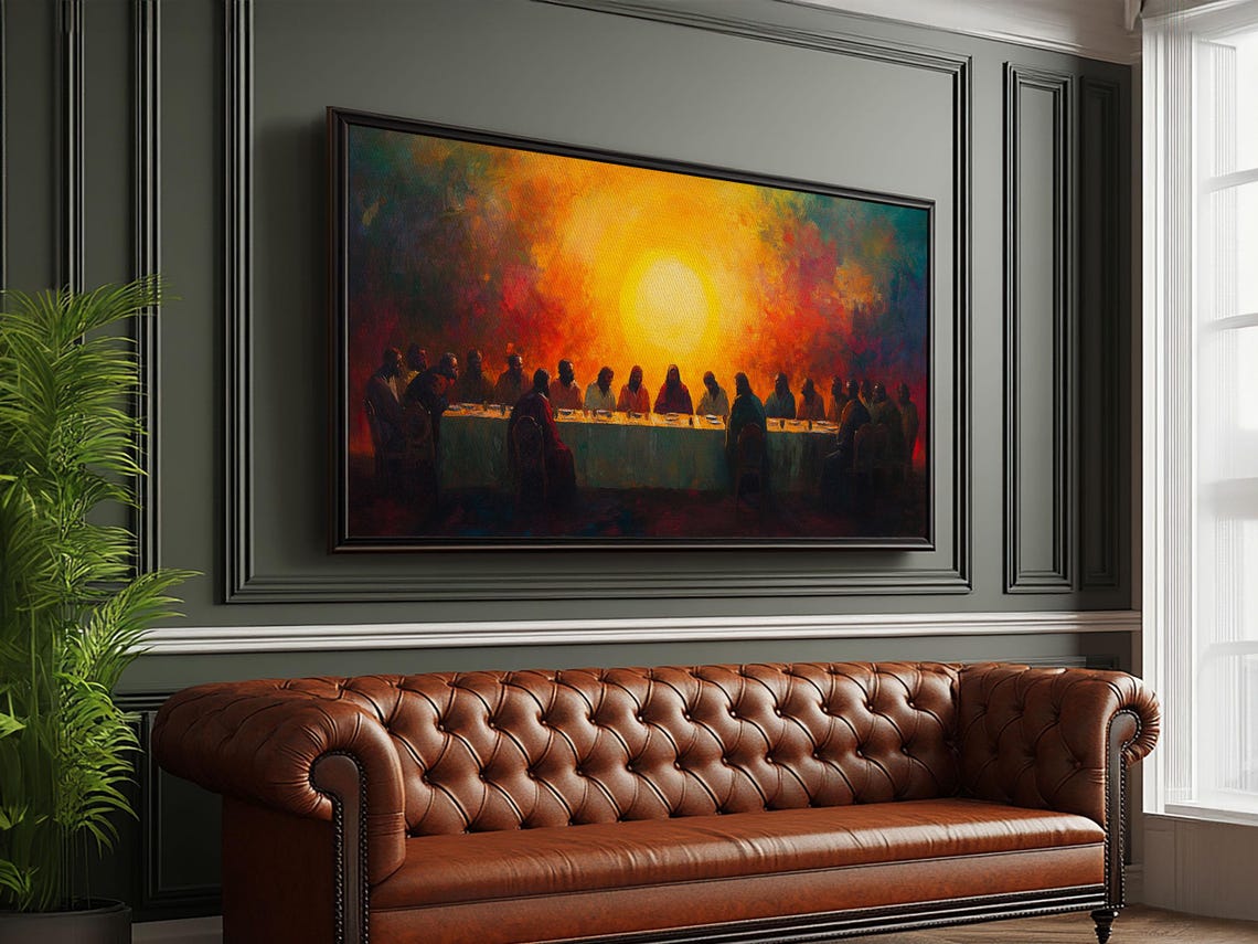Scenic Depiction Of The Last Supper Framed Print Jesus Art Bible Wall Art Christian Faith Home Decor Last Supper Oil Painting - Image 4