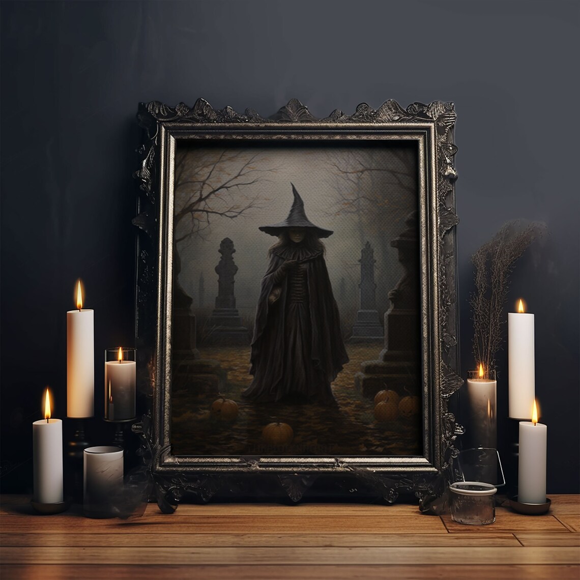 Witch in the Cemetery, Vintage Halloween Art Print - Image 5