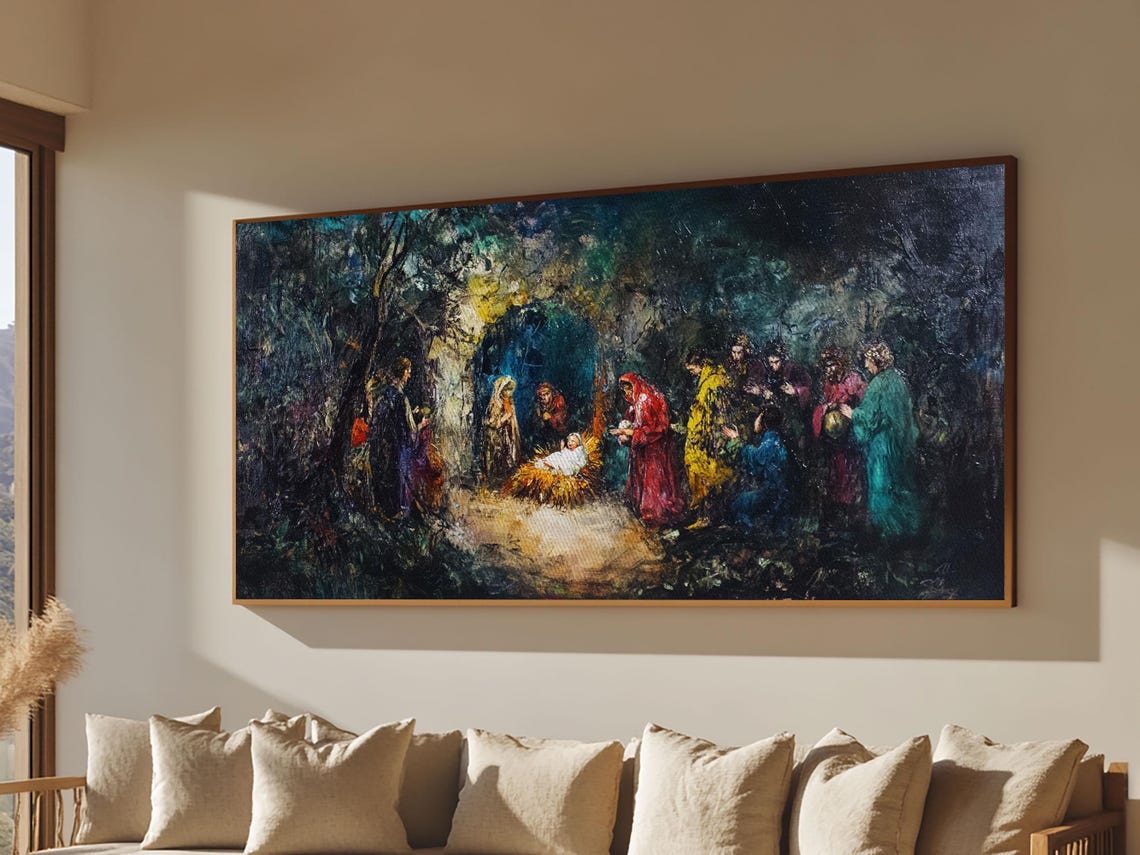 Impressionist Nativity Scene Colorful Robes Christmas Art Poster - Image 6
