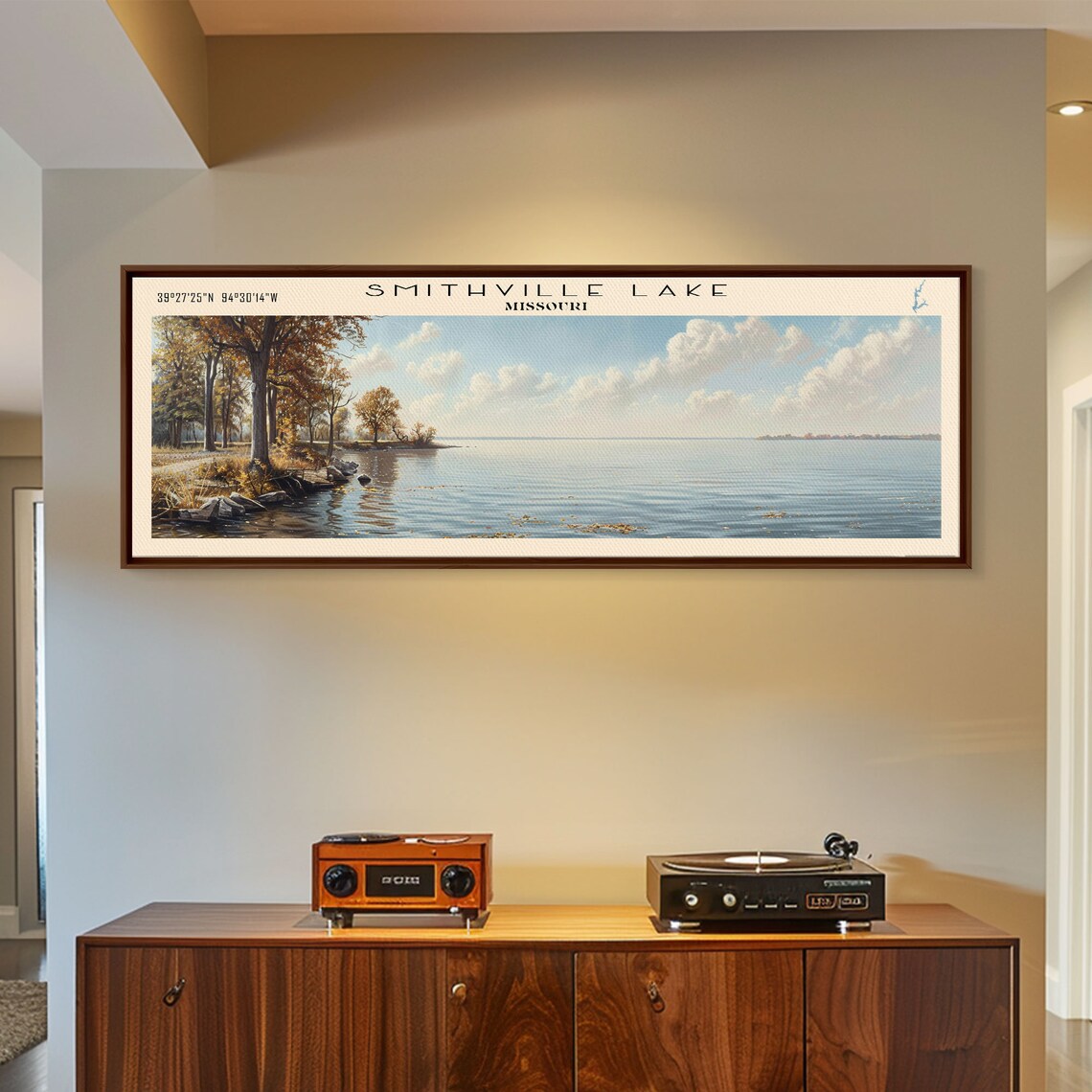 Smithville Lake Missouri Panoramic Framed Print Lake House Decor Wall Art Travel Poster Serene Lake Painting Living Room Decor - Image 5