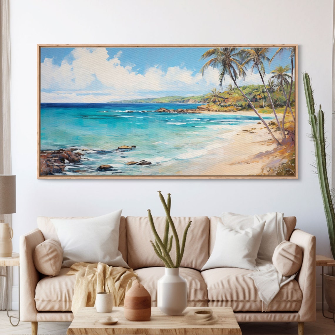 Palm Tree Beach Print Beach Art Framed Art Original Beach Painting Palm Tree Poster Landscape Painting Tropical Decor - Image 3