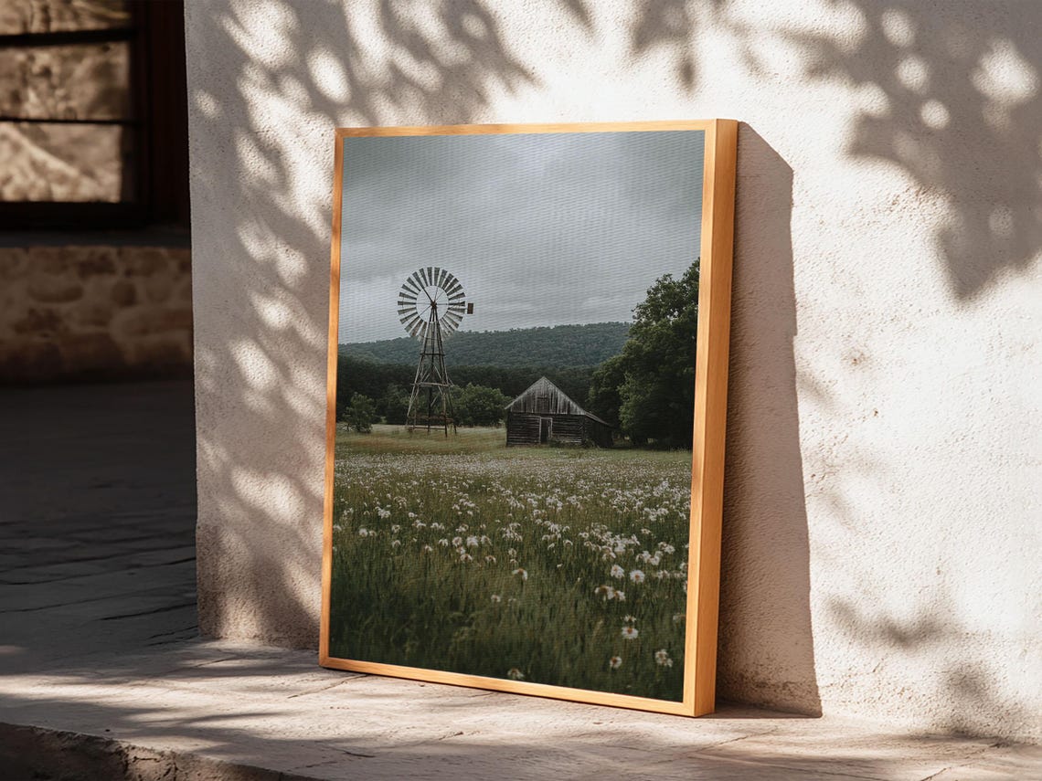 Rustic Windmill Barn Wildflower Meadow Farmhouse Travel Poster - Image 5