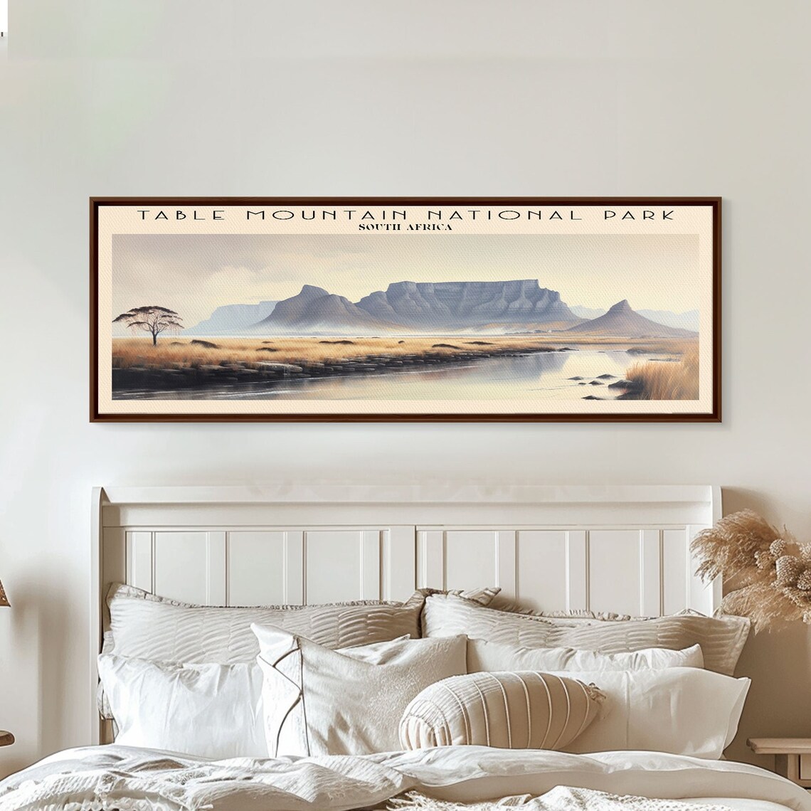 Table Mountain National Park South Africa Savanna Retro Travel Poster