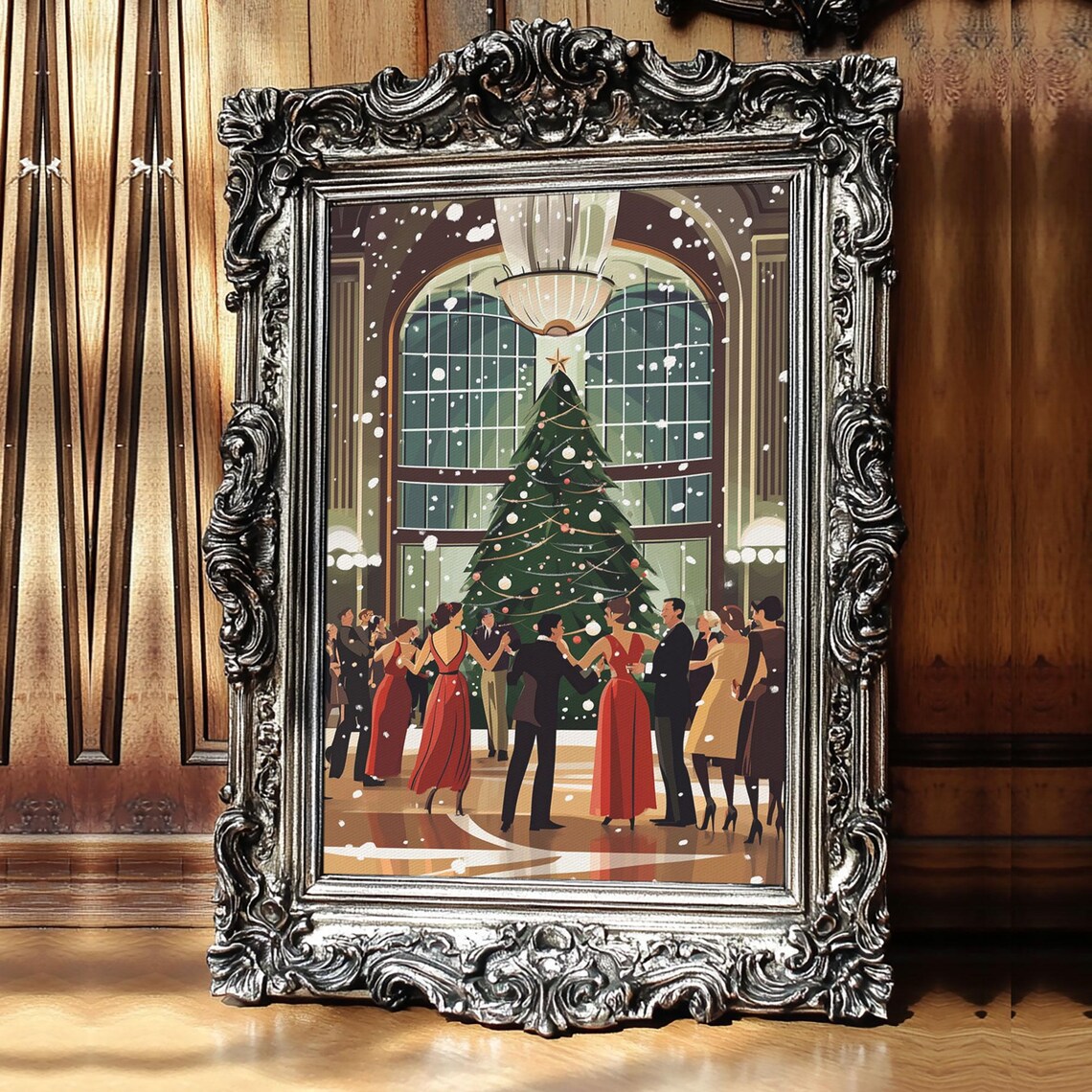 Vintage Christmas Ball Grand Hall Elegant Holiday Dance Party Poster - Image 2