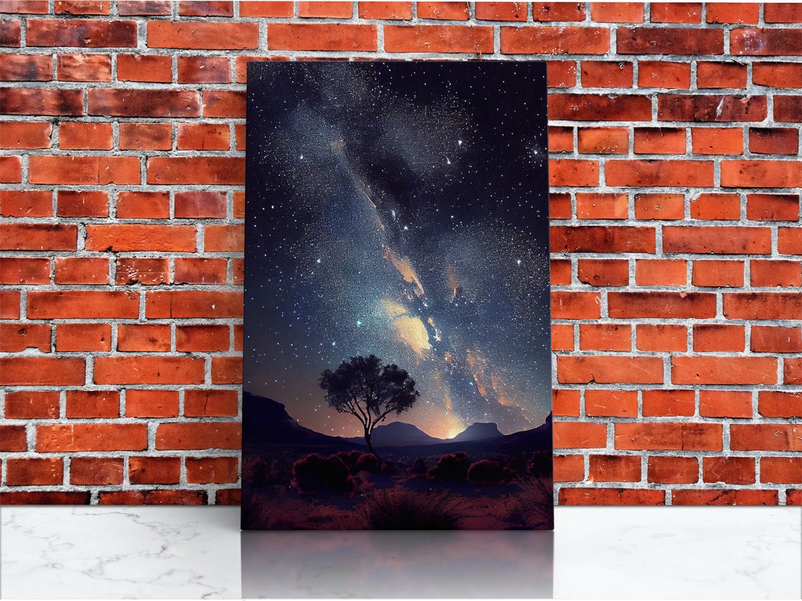 Starry Night Plains Lone Tree Milky Way Desert Dark Sky Poster - Image 3