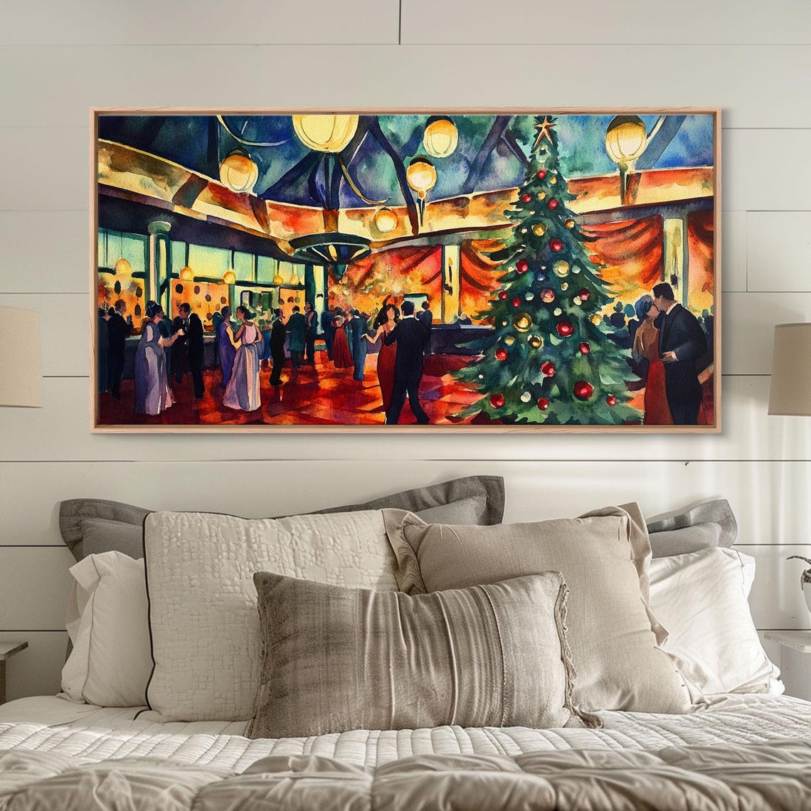 Christmas Grand Ballroom Dancing Couples Holiday Gala Art Print - Image 2