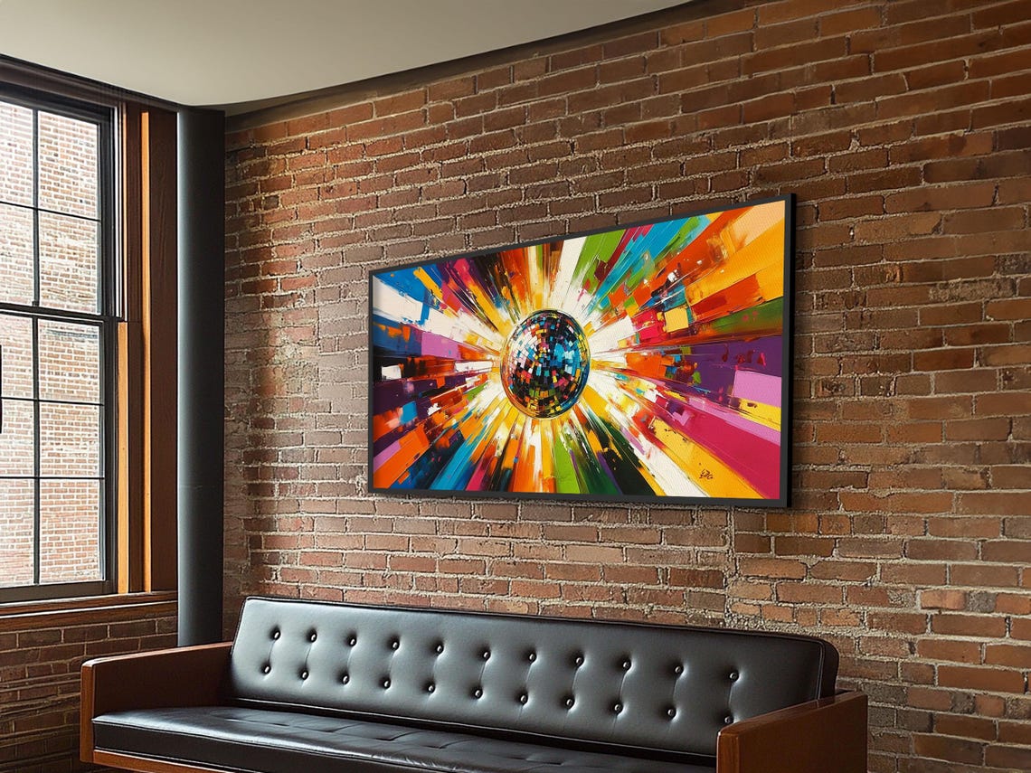 Colorful Disco Ball Explosion Abstract Pop Art Painting Wall Poster - Image 2