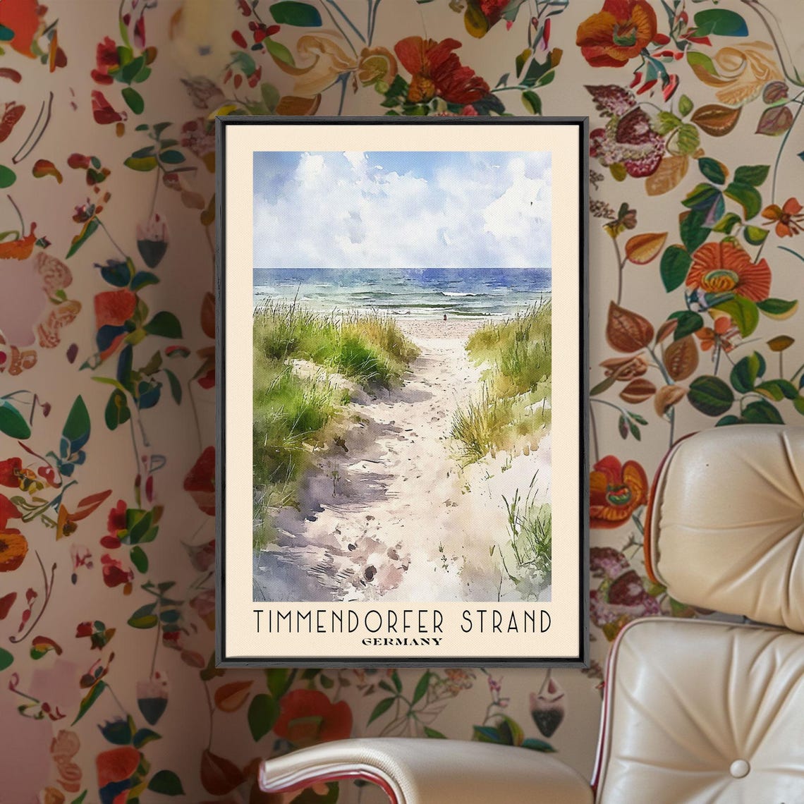 Timmendorfer Strand Germany Dune Path Sandy Beach Watercolor Poster