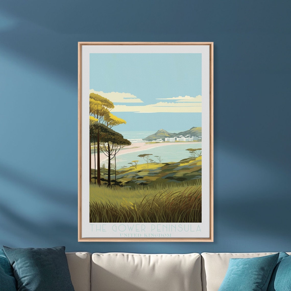 Gower Peninsula Wales UK Coastal Cliffs Beach Pine Trees Travel Poster - Image 5