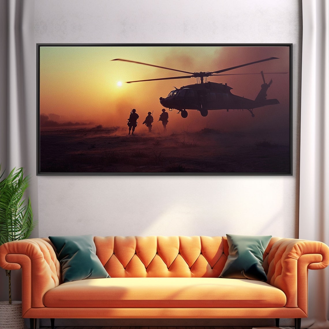 Blackhawk Helicopter Fire Team Insertion Sunset Dust Military Wall Art - Image 5