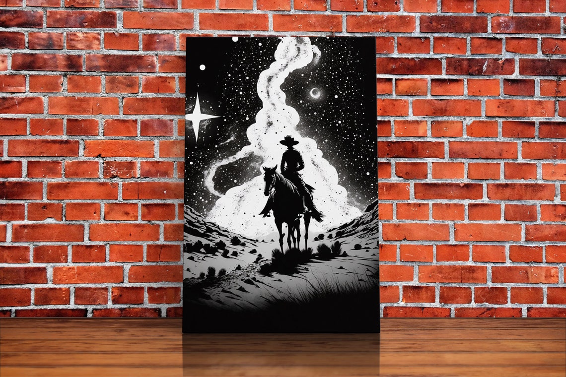 Western Decor Black And White Cowboy Art Framed Print - Image 5