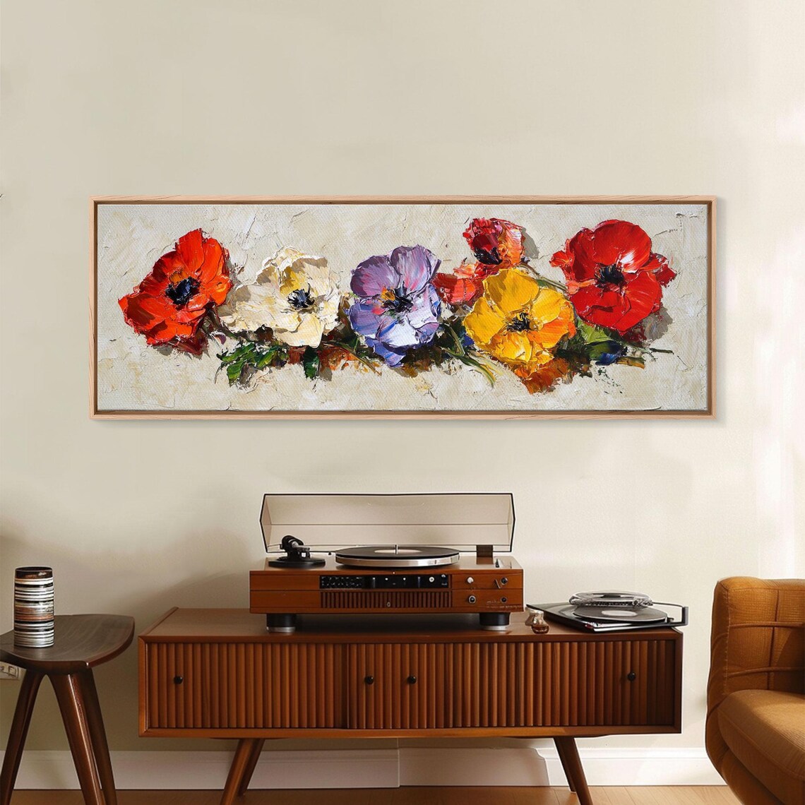 Colorful Poppy Anemone Blossoms Impasto Oil Painting Floral Art Poster - Image 6