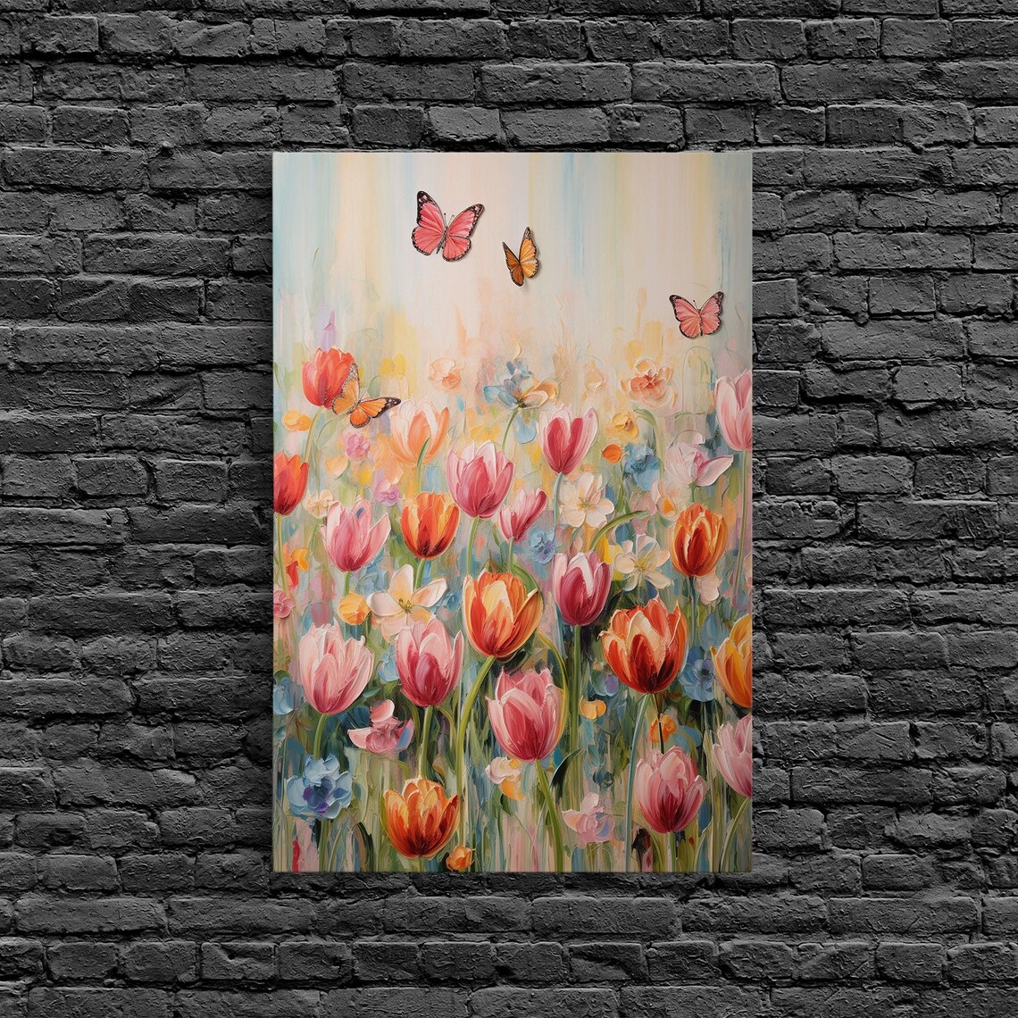 Tulip Field Butterfly Art Print, Colorful Flowers - Image 6