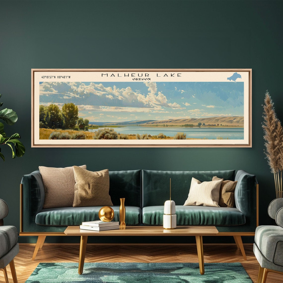 Malheur Lake Oregon Big Sky Clouds Golden Marsh Blue Lake Poster - Image 4