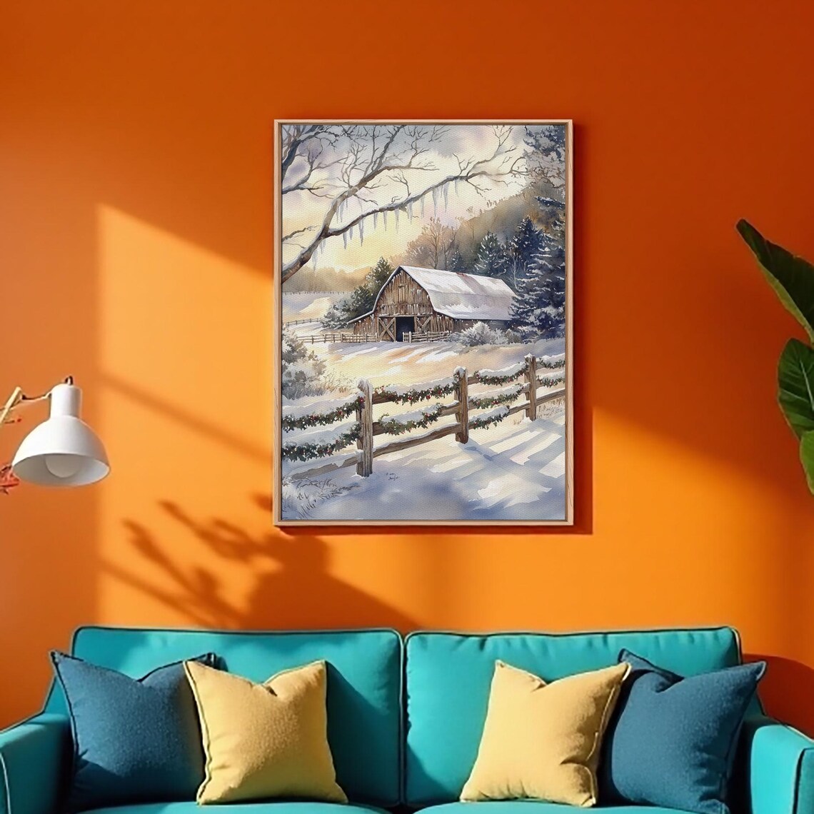 Winter Barn Painting, Winter Wonderland Art Print - Image 3