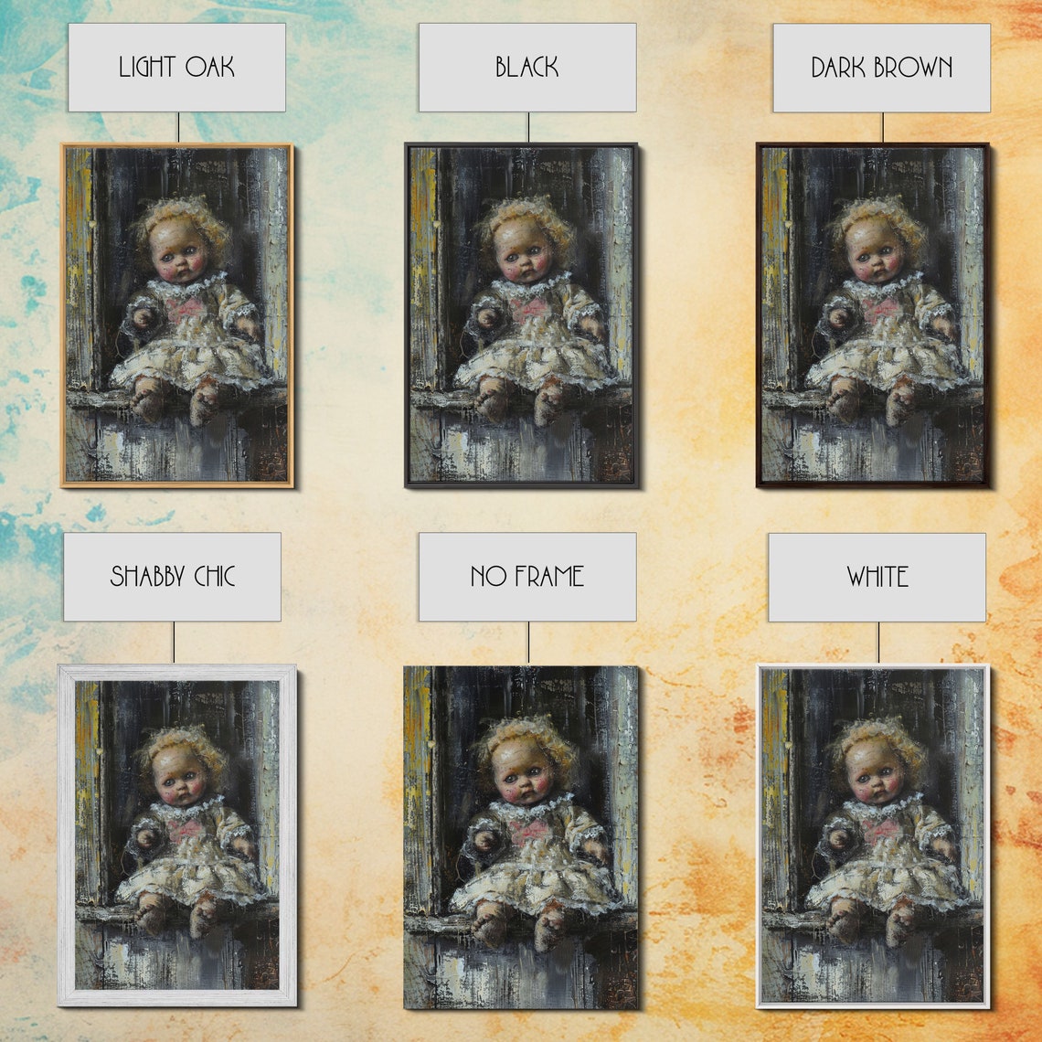 Creepy Vintage Doll Blonde Curls Dark Victorian Doll Art Poster - Image 2