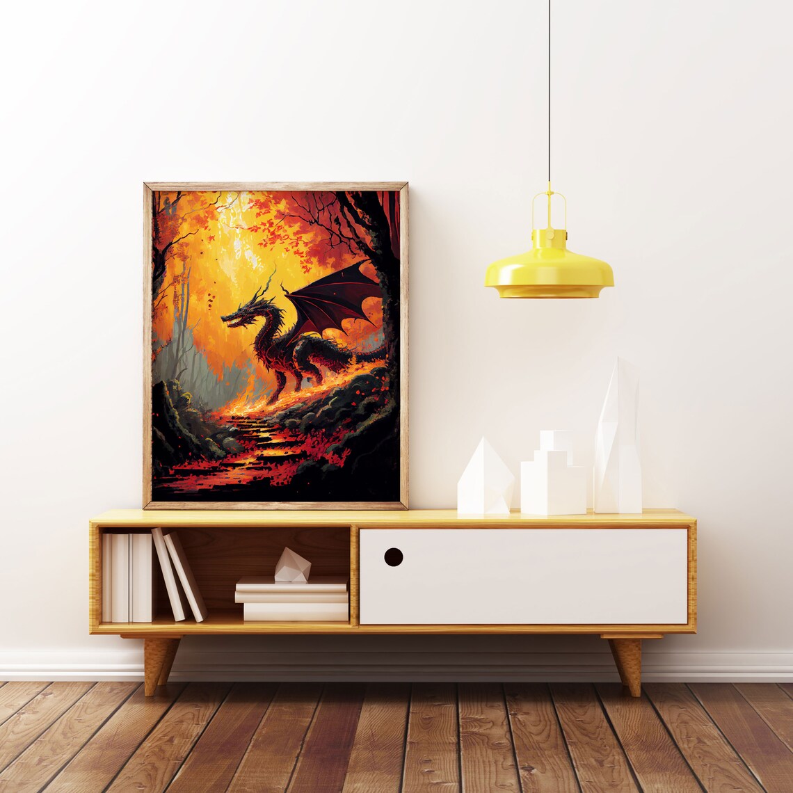 Dragon Standing In A Burned Forest Fantasy Art Fine Art Poster Print - Image 2