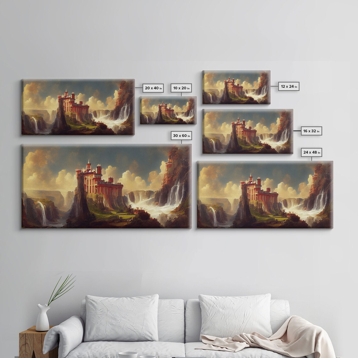 Castle in the Sky Watercolor Art Print, Fantasy Landscape - Image 2