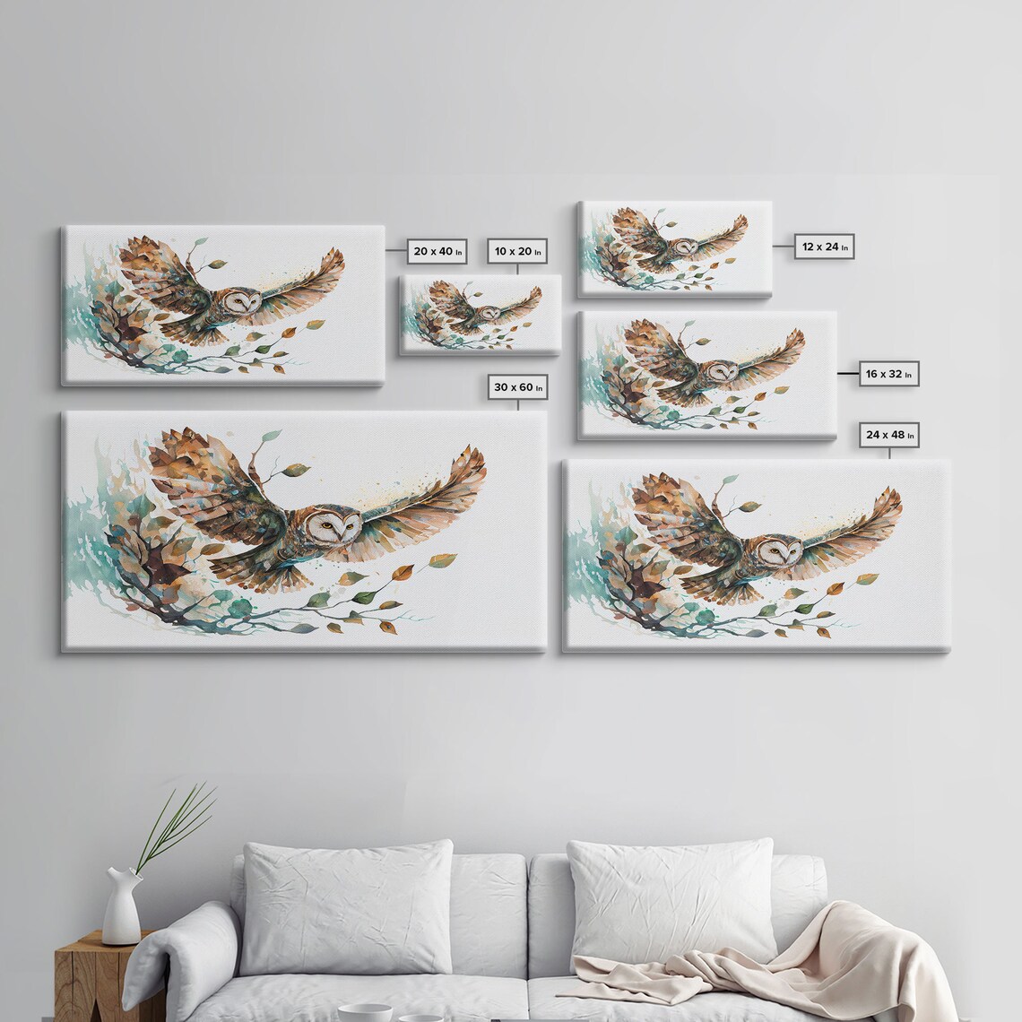 Flying Owl With Trees, Double Exposure Nature Art Print - Image 2