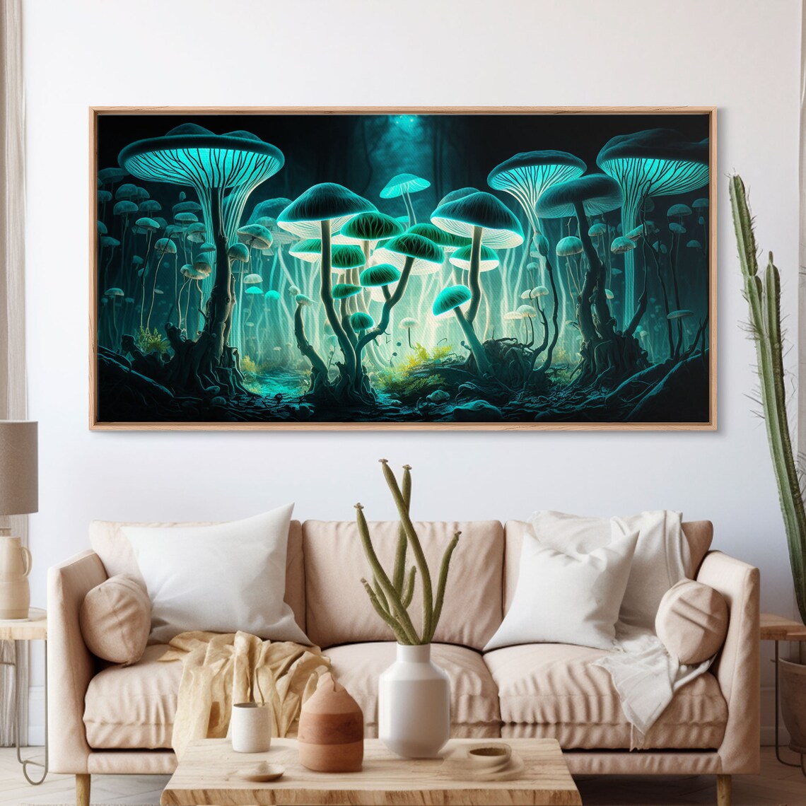 Glowing Mushrooms, Bioluminescent Forest Floor Art Print - Image 3