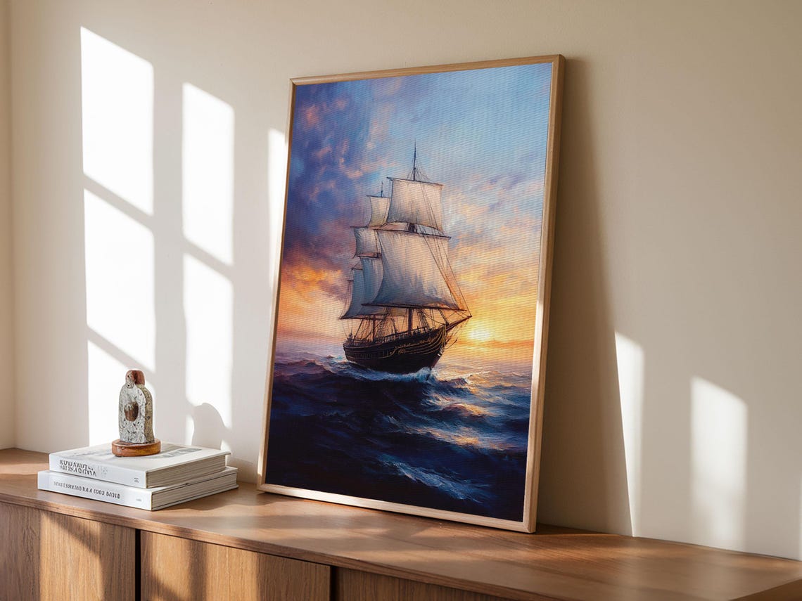 Pirateship At Dawn, Pirate Art Print - Image 3