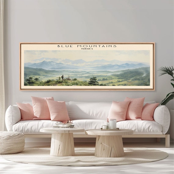 Blue Mountains Travel Print Wall Art Panoramic Travel Poster Retro Style Home Decor Wall Hanging Travel Gift Idea