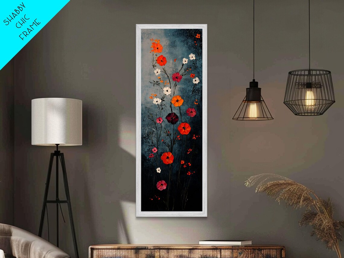 Red Poppies Wildflowers On Dark Moody Background Floral Art Poster - Image 5