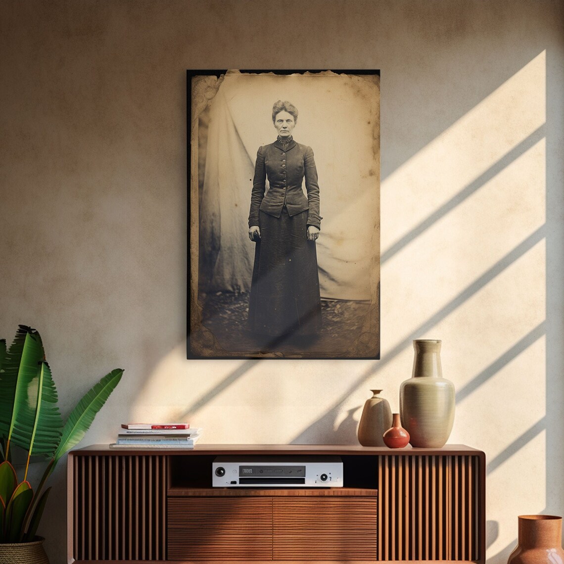 Victorian Woman Standing Sepia Antique Photograph Vintage Portrait Poster - Image 3