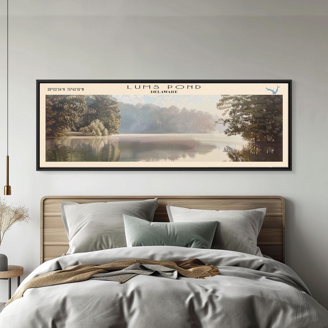 Lums Pond Delaware Misty Forest Morning Sunlight Still Pond Poster - Image 2