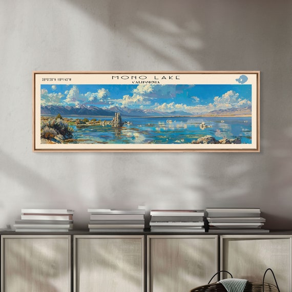 Mono Lake California Framed Print Lake House Decor Panoramic Wall Art Travel Poster Landscape Painting Living Room Decor